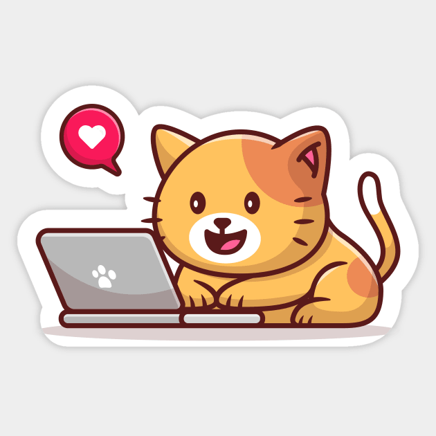 Cute Cat Operating Laptop Sticker by Catalyst Labs